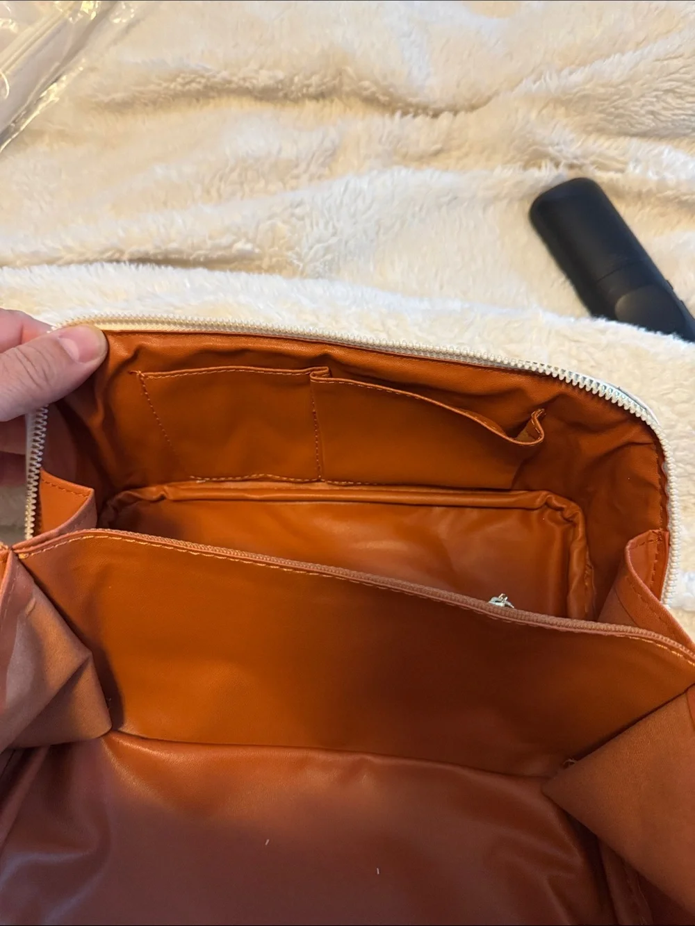 Quilted Top-Handle Cosmetic Bag in Cream